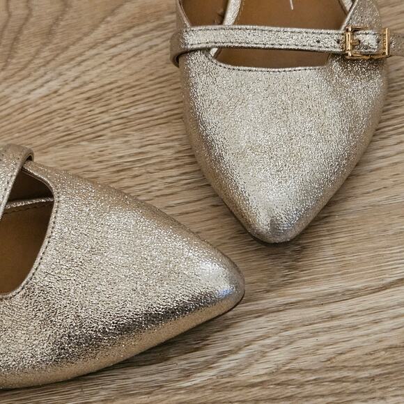 Report Reyma Gold Pointy Toe Flats Slip-On Glitter Metallic Shoes Womens Size 7 - Picture 4 of 9